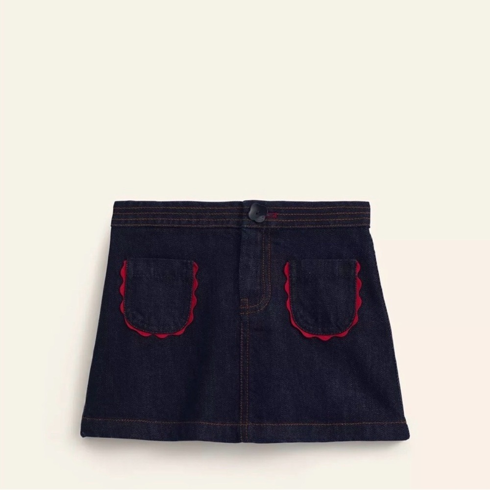 Zara Kids Denim Skirt with Red Trim